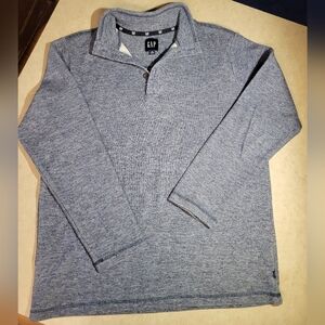 GAP Mens medium Heathered Blue Fleece quarter zip pullover sweater